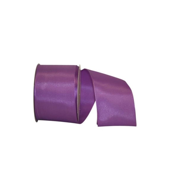 Reliant Ribbon 20.5 in. 25 Yards Rhapsody Taffeta Wired Edge Ribbon, Grape 25631W-920-40J